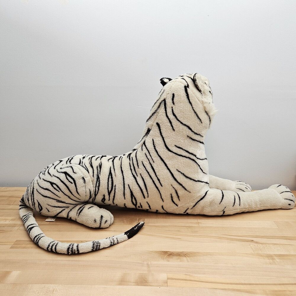 36" Vtg Large Kellytoy Plush Siberian Tiger Stuffed White Toy Animal Blue Eyes - Picture 8 of 16